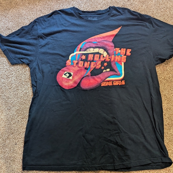 The Rolling Stones "Some Girls" XXL Black Tee with Vibrant Red & Orange Design - Picture 1 of 4
